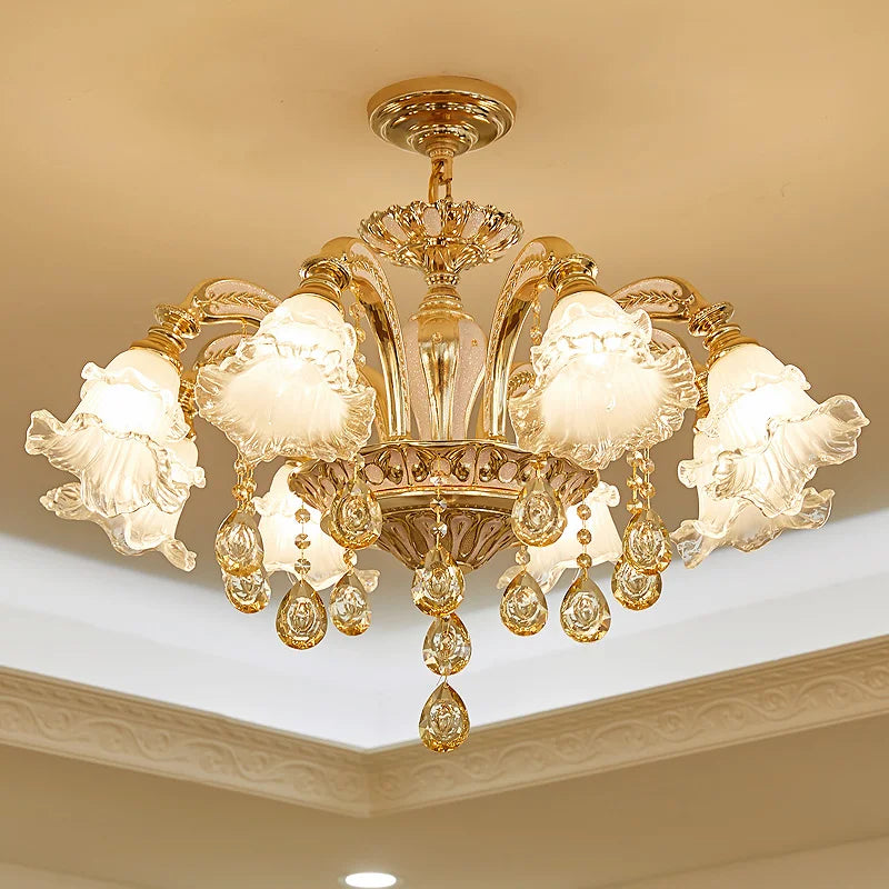 European Style Living Room Pendant Light Simple And Luxurious Dining Room Bedroom Main Light Facing Downwards New Crystal Light