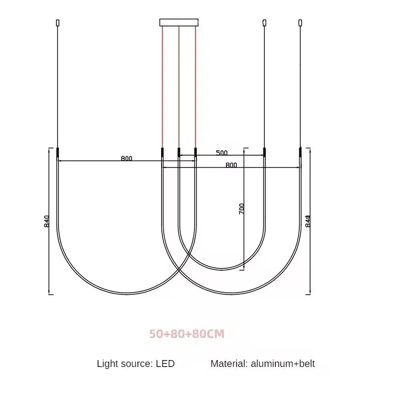 Living Room Study Modern Lines U shaped Dining l Chandelier LED