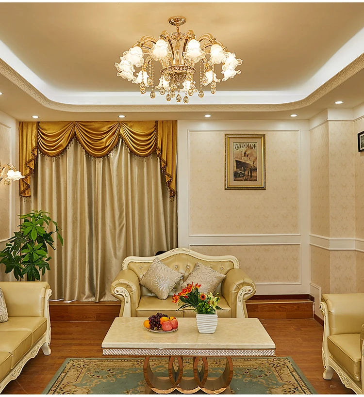 European Style Living Room Pendant Light Simple And Luxurious Dining Room Bedroom Main Light Facing Downwards New Crystal Light