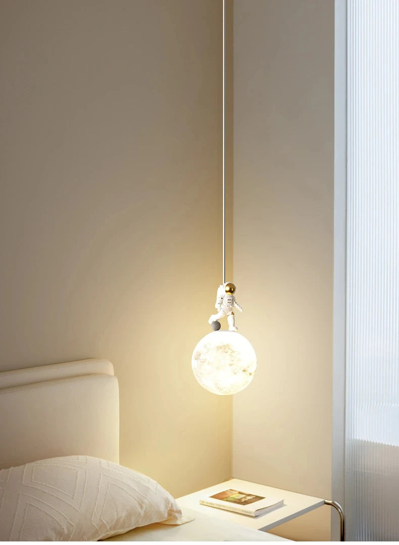 Bedside Pendant Lights Minimalist Modern TV Background Wall Light Lunar Astronaut Children&