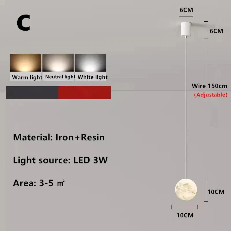 Bedside Pendant Lights Minimalist Modern TV Background Wall Light Lunar Astronaut Children&