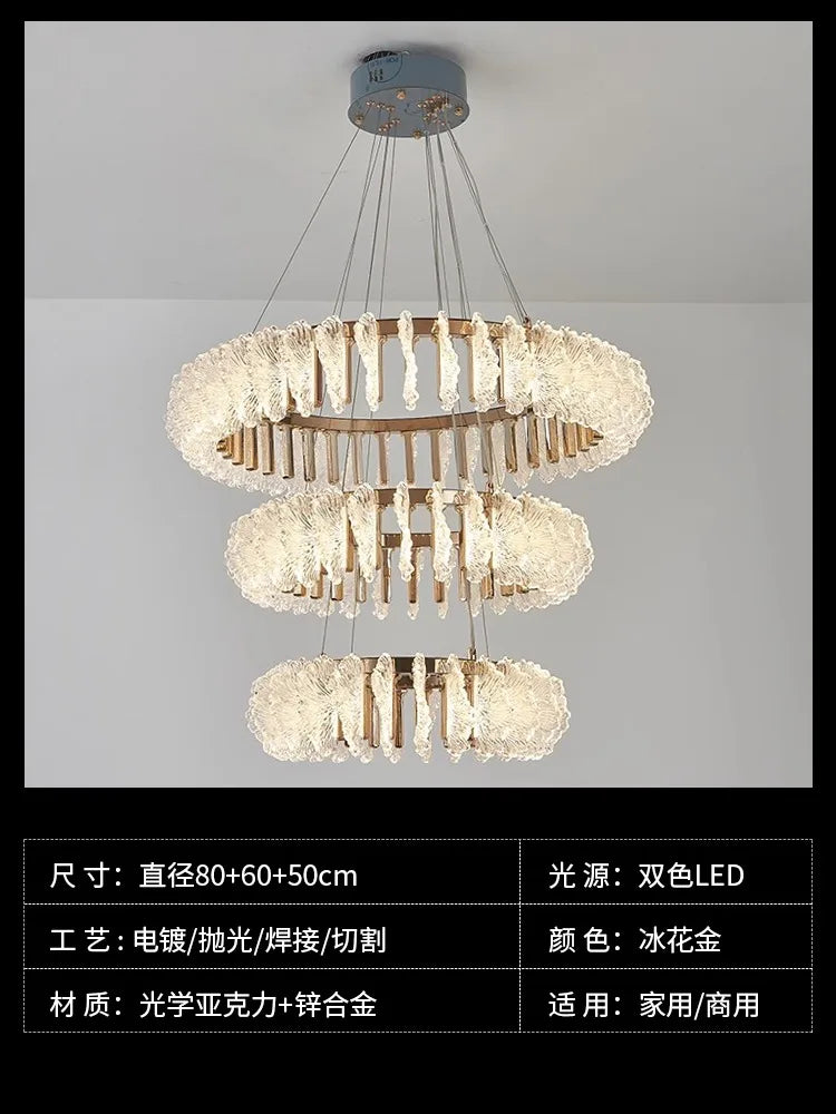 French light luxury living room chandelier duplex staircase bedroom dining room creative flower beauty salon lighting fixtures