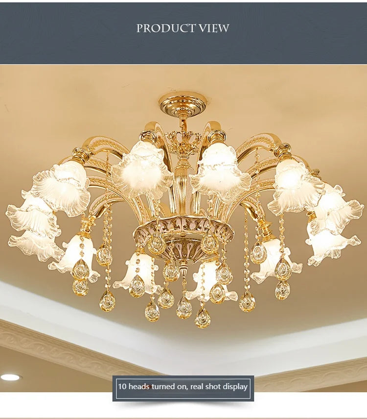 European Style Living Room Pendant Light Simple And Luxurious Dining Room Bedroom Main Light Facing Downwards New Crystal Light