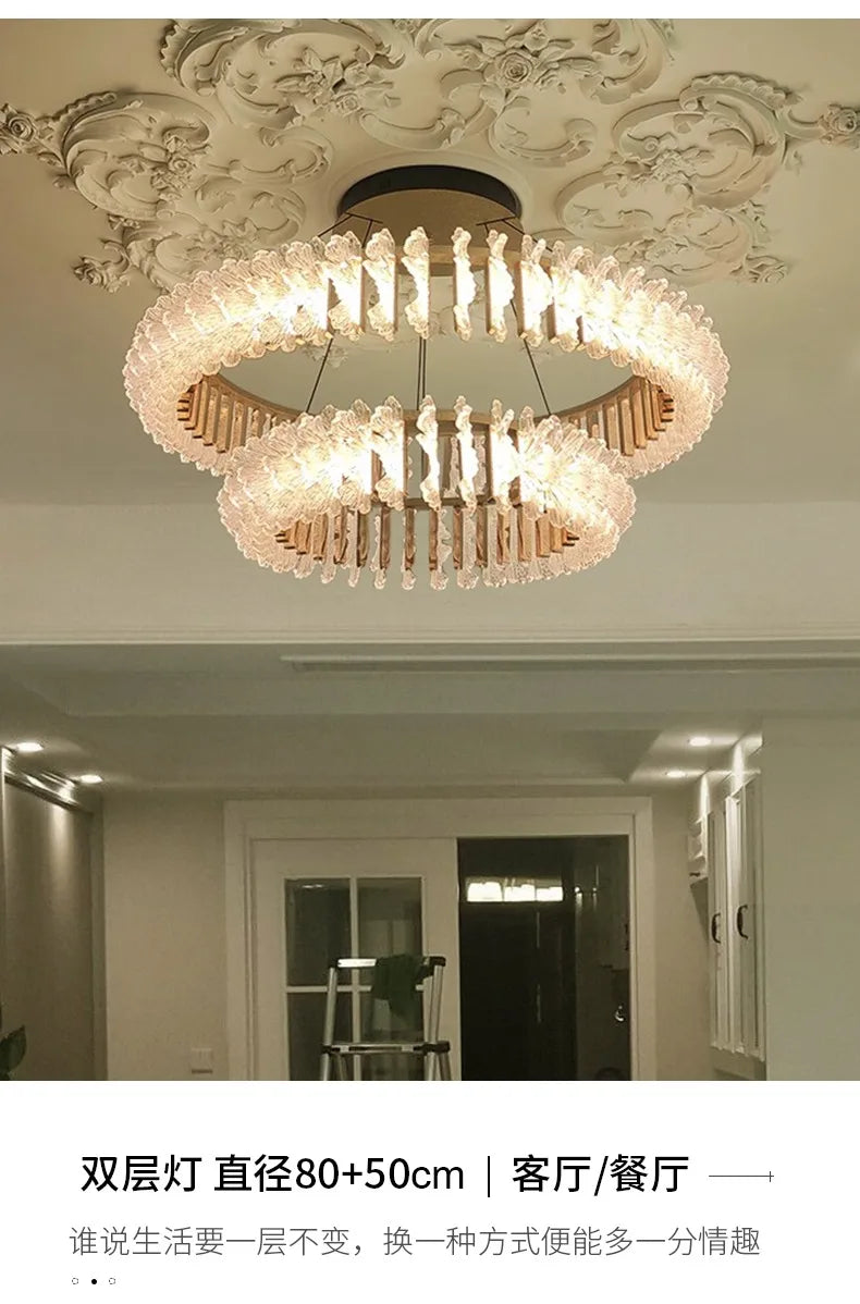 French light luxury living room chandelier duplex staircase bedroom dining room creative flower beauty salon lighting fixtures