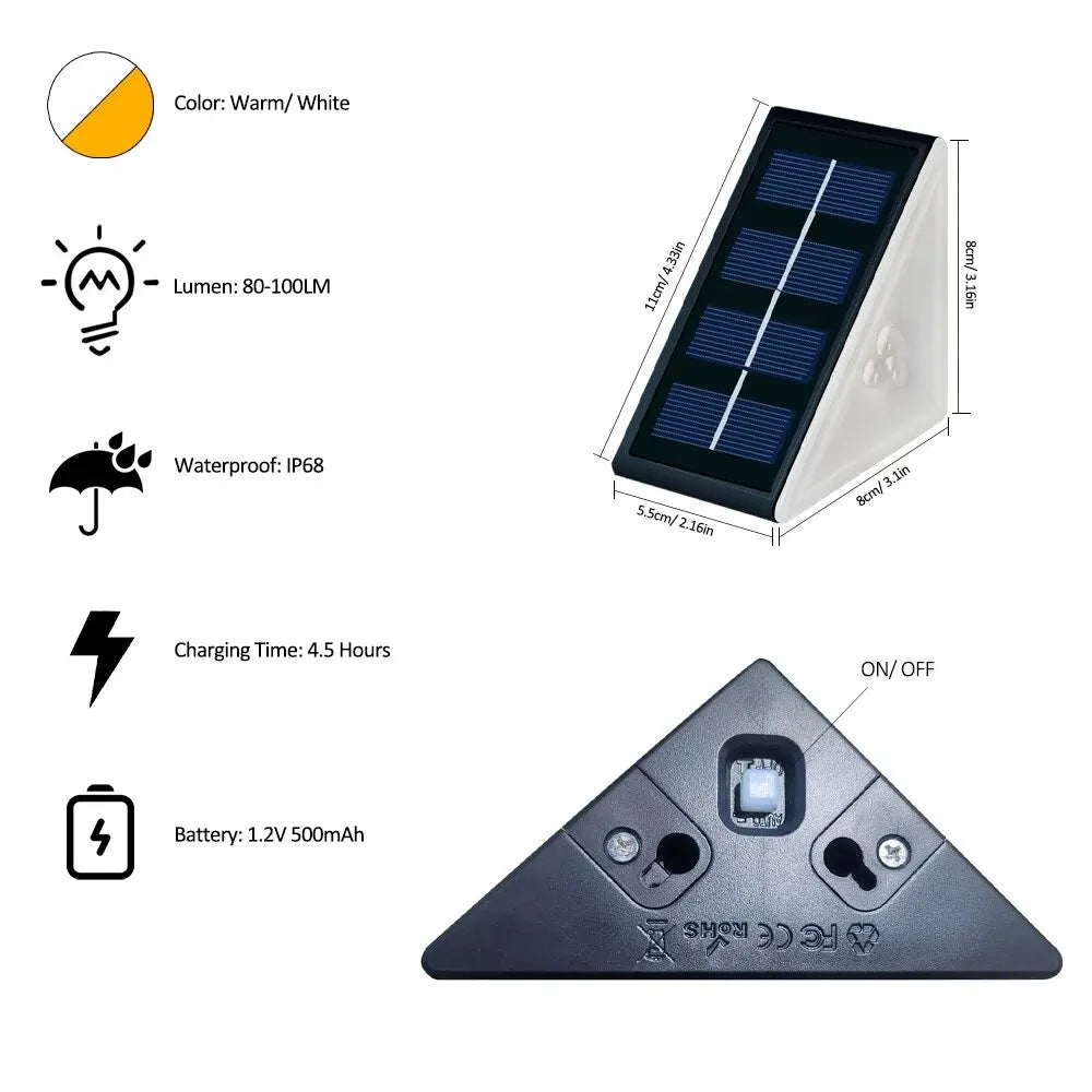 Outdoor Solar Step Lights, Warm White & RGB
