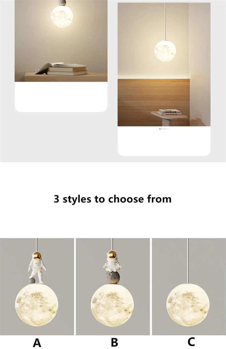 Bedside Pendant Lights Minimalist Modern TV Background Wall Light Lunar Astronaut Children&