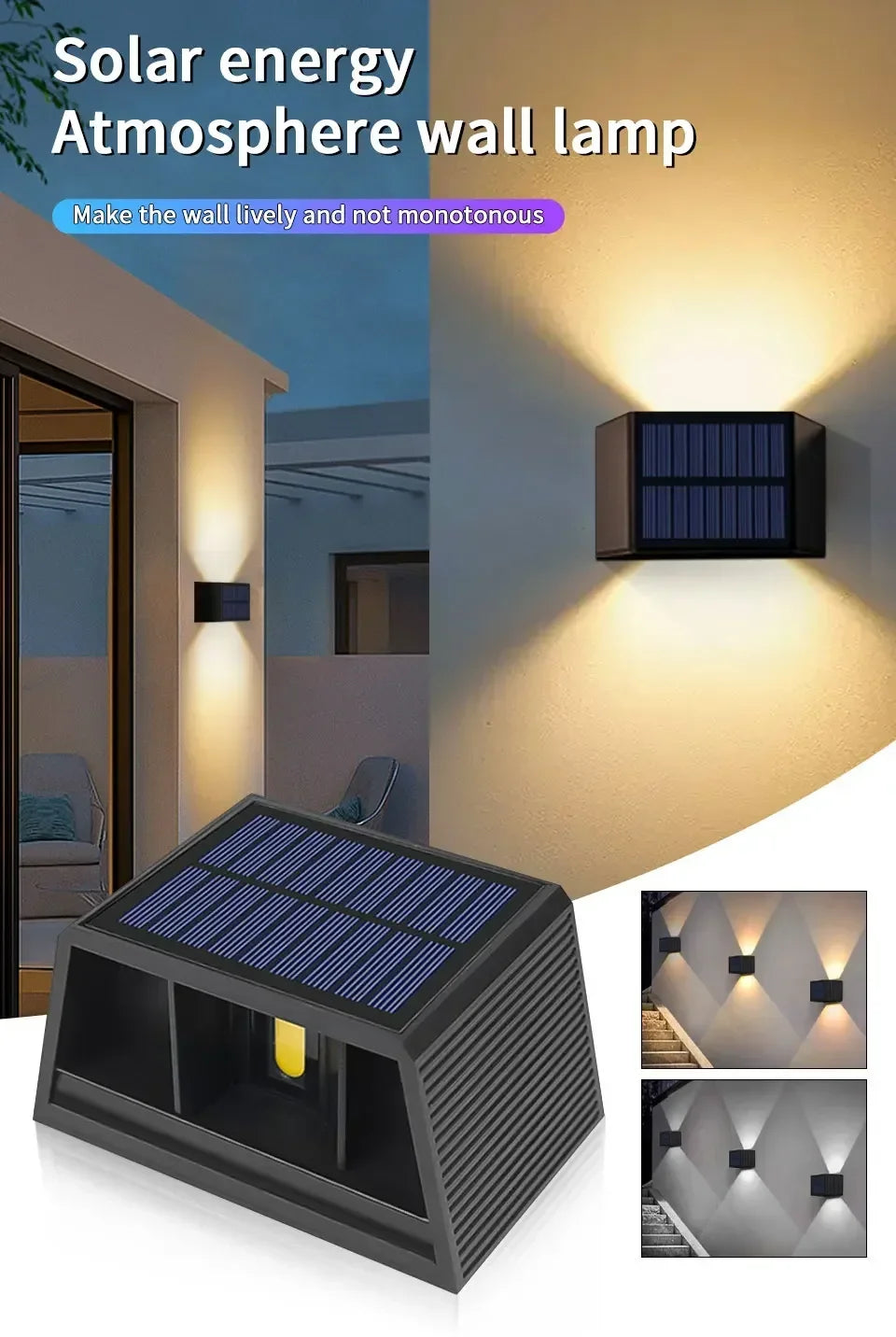 Outdoor Led Solar Light Dusk to Dawn Deck Light Garden Yard Decor Waterproof Wall Light for Garden Yard Porch Landscape Lighting