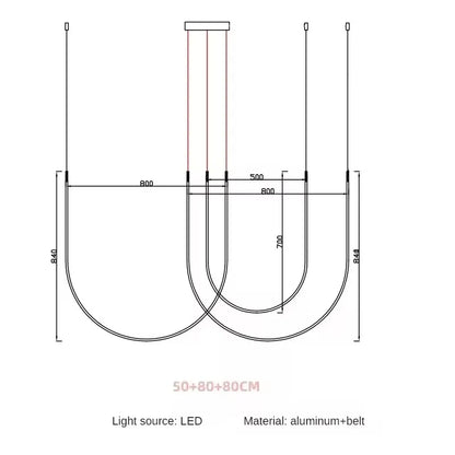 Living Room Study Modern Lines U shaped Dining l Chandelier LED