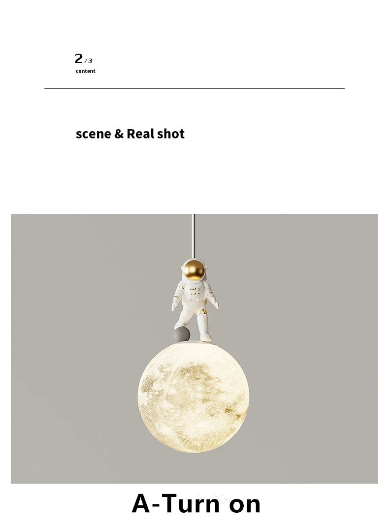 Bedside Pendant Lights Minimalist Modern TV Background Wall Light Lunar Astronaut Children&
