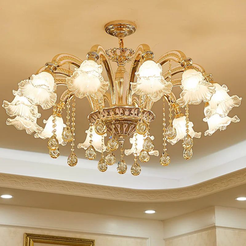 European Style Living Room Pendant Light Simple And Luxurious Dining Room Bedroom Main Light Facing Downwards New Crystal Light
