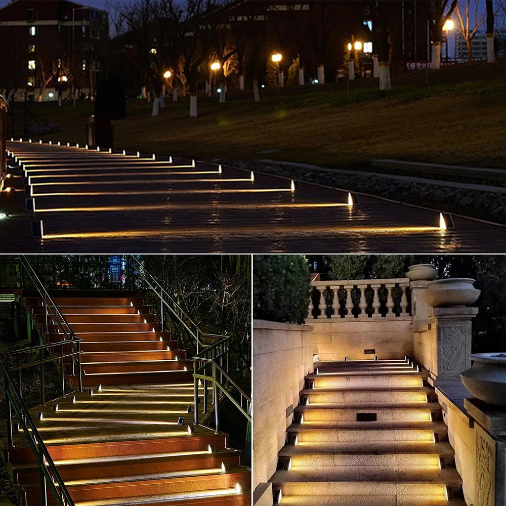 Outdoor Solar Step Lights, Warm White &amp; RGB