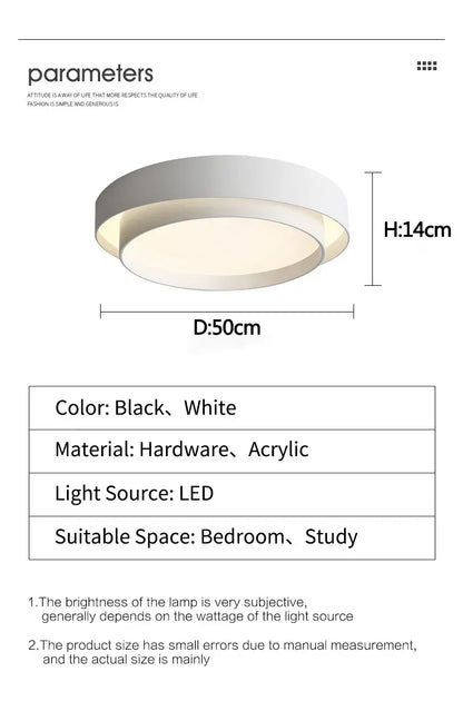 Bedroom Living Room Lamp Led Ceiling Light Minimalist Modern White Black Grey Indoor Lighting Fixture Home Hotel Luminarie