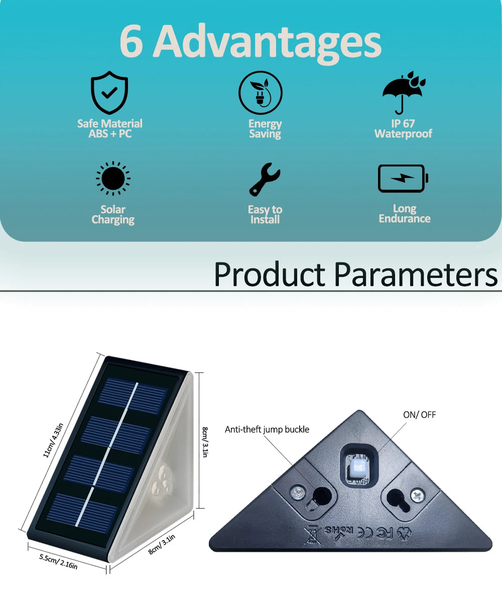 Outdoor Solar Step Lights, Warm White &amp; RGB