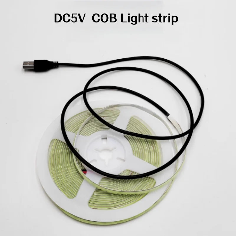 DC5V COB LED Light Strip With USB Power Supply Light 320LED/m High-Density Flexible LED Lamp 3000K/4500K/6500K COB Light Strip