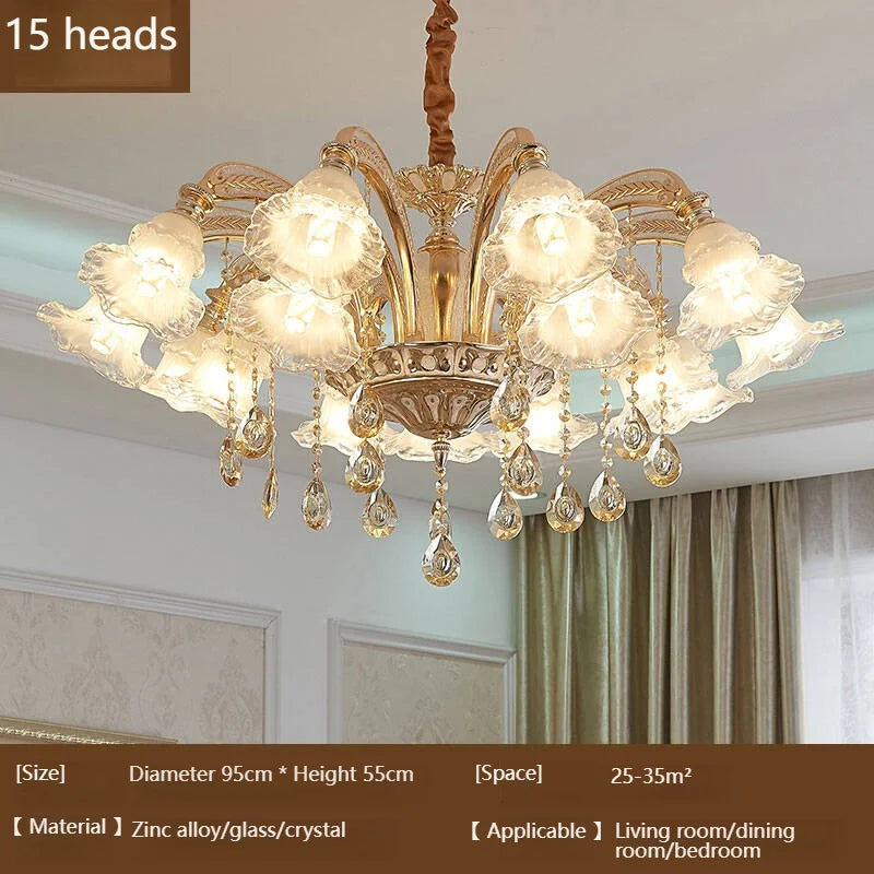 European Style Living Room Pendant Light Simple And Luxurious Dining Room Bedroom Main Light Facing Downwards New Crystal Light