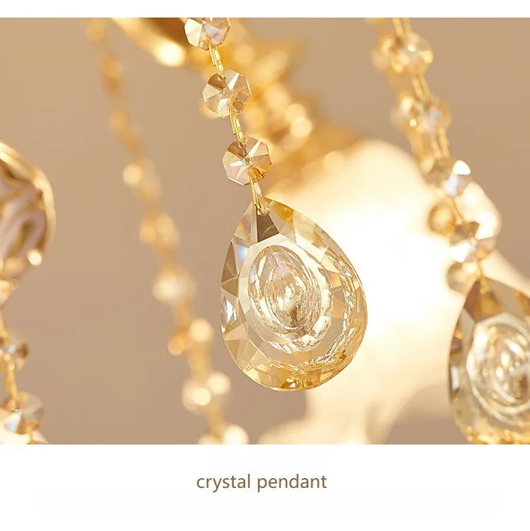 European Style Living Room Pendant Light Simple And Luxurious Dining Room Bedroom Main Light Facing Downwards New Crystal Light