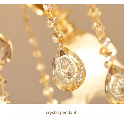European Style Living Room Pendant Light Simple And Luxurious Dining Room Bedroom Main Light Facing Downwards New Crystal Light