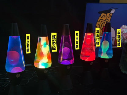 Lava Lamp Volcano Cone Bottle Floating Jellyfish Night Light