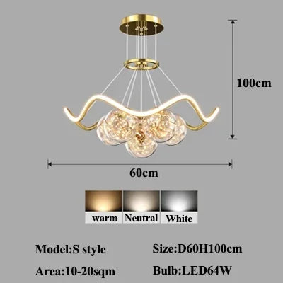 Modern Minimalist Living Room LED Chandeliers Pendant Lamps