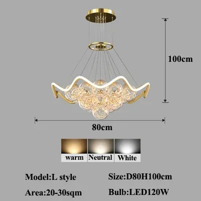 Modern Minimalist Living Room LED Chandeliers Pendant Lamps