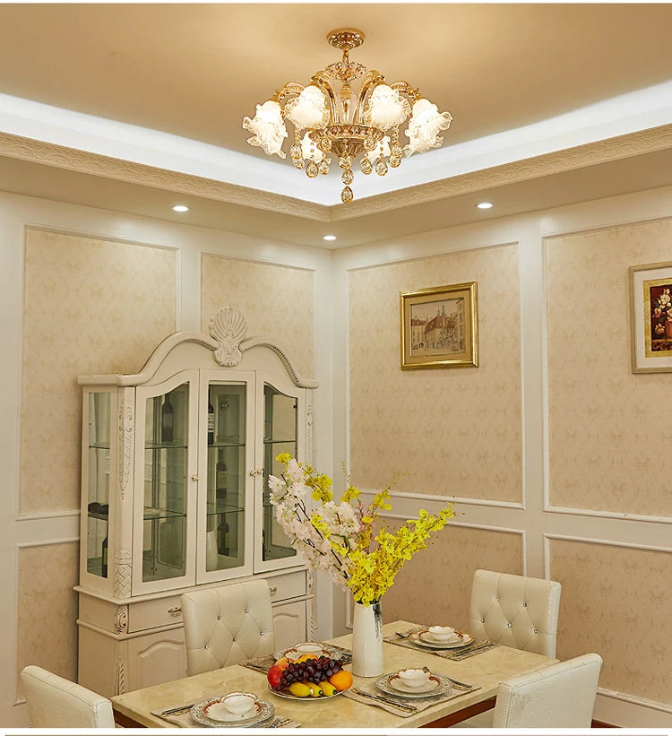 European Style Living Room Pendant Light Simple And Luxurious Dining Room Bedroom Main Light Facing Downwards New Crystal Light