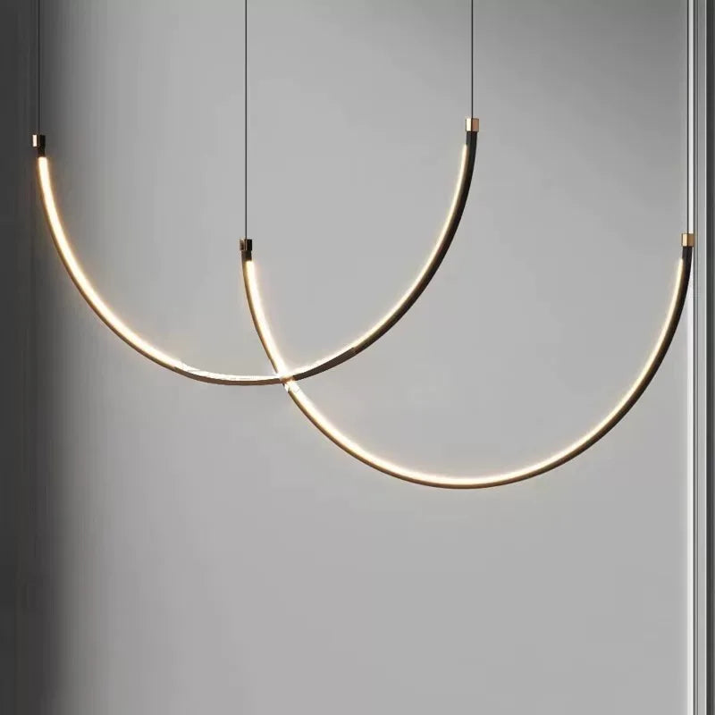 Living Room Study Modern Lines U shaped Dining l Chandelier LED