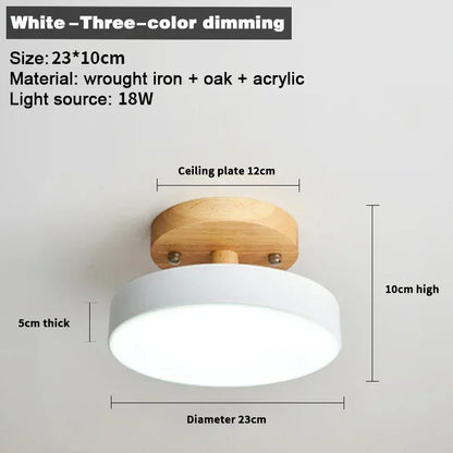 Nordic Entrance Hallway Ceiling Lamps Balcony Wood Round Cloakroom Dining Room Study Bedroom Light Bathroom Industrial Lighting