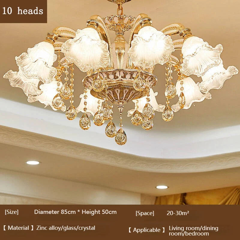 European Style Living Room Pendant Light Simple And Luxurious Dining Room Bedroom Main Light Facing Downwards New Crystal Light