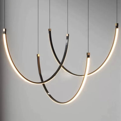 Living Room Study Modern Lines U shaped Dining l Chandelier LED