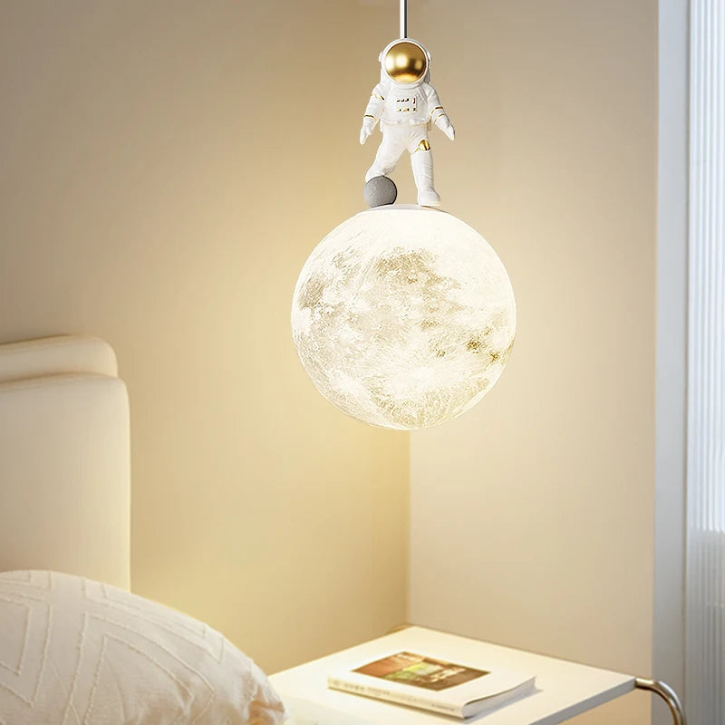 Bedside Pendant Lights Minimalist Modern TV Background Wall Light Lunar Astronaut Children&