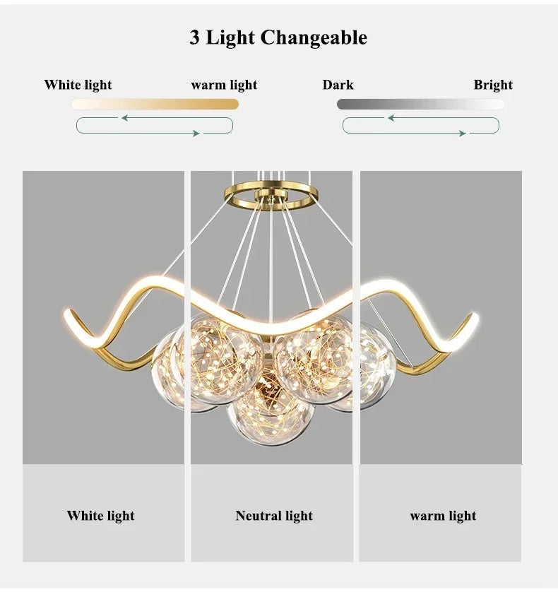Modern Minimalist Living Room LED Chandeliers Pendant Lamps