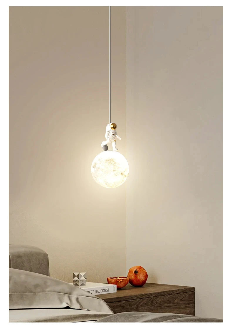 Bedside Pendant Lights Minimalist Modern TV Background Wall Light Lunar Astronaut Children&