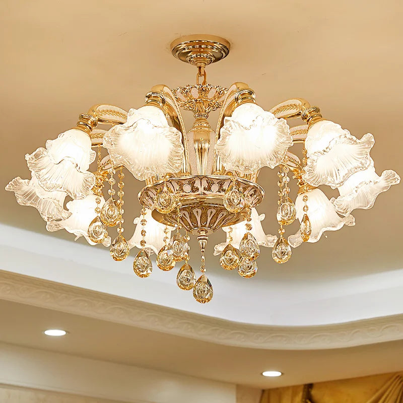 European Style Living Room Pendant Light Simple And Luxurious Dining Room Bedroom Main Light Facing Downwards New Crystal Light