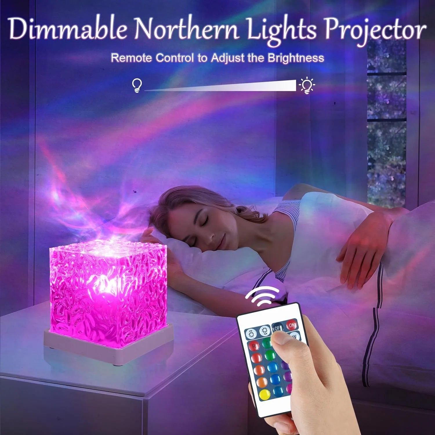 Ocean Wave Projector Light, 16-Color Luminor the Cube Lamp &amp; App Remote, 3D Holographic Water Ripple Romantic Ambient Lighting
