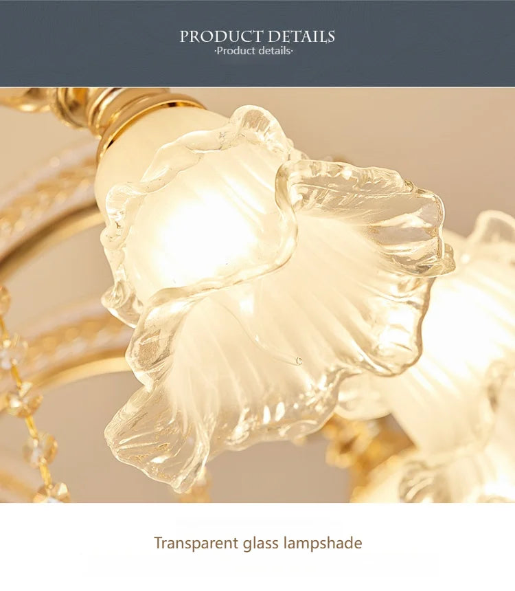 European Style Living Room Pendant Light Simple And Luxurious Dining Room Bedroom Main Light Facing Downwards New Crystal Light