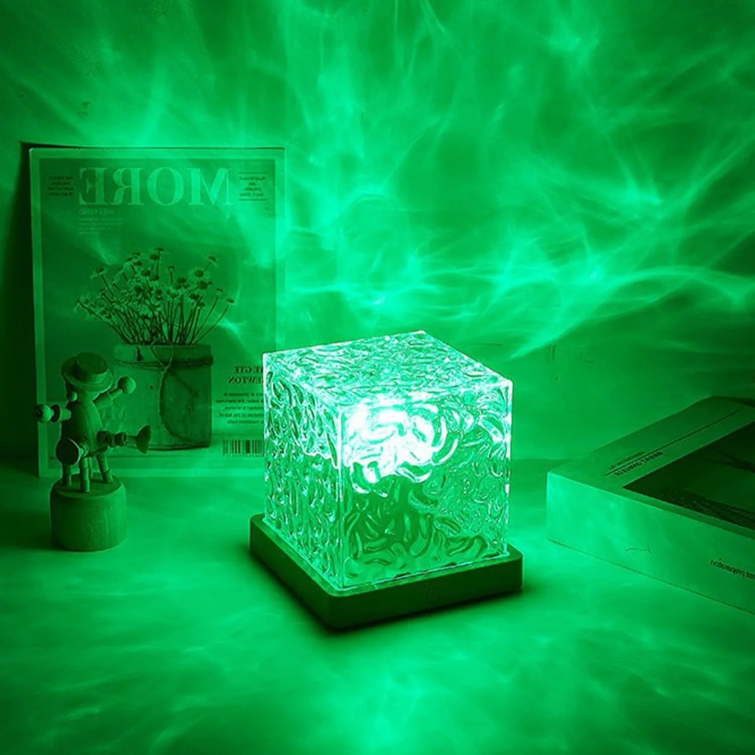 Ocean Wave Projector Light, 16-Color Luminor the Cube Lamp &amp; App Remote, 3D Holographic Water Ripple Romantic Ambient Lighting