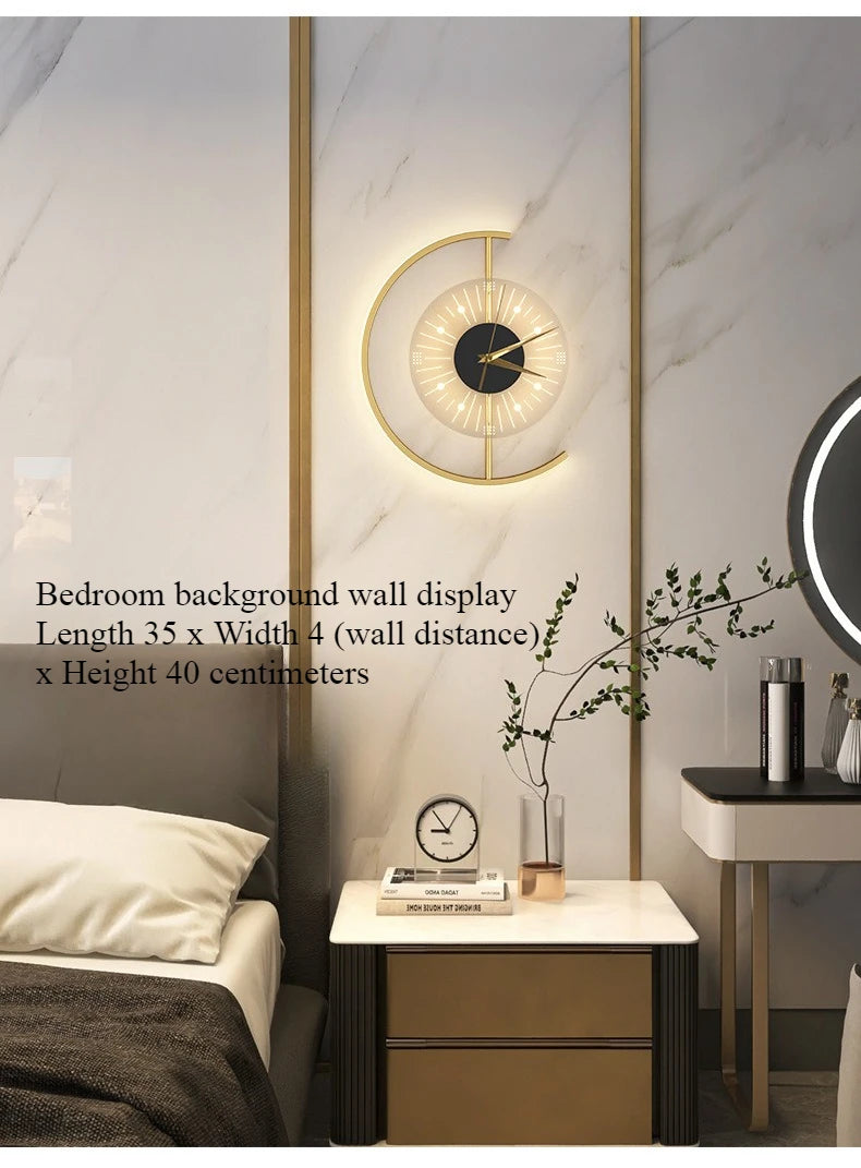 Living room light luxury creative clock wall lamp