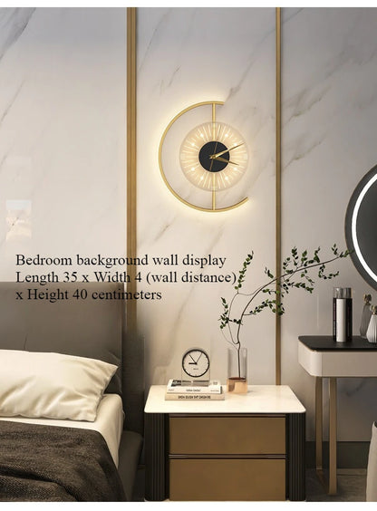 Living room light luxury creative clock wall lamp