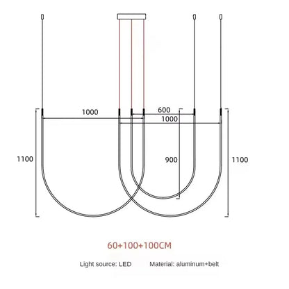 Living Room Study Modern Lines U shaped Dining l Chandelier LED