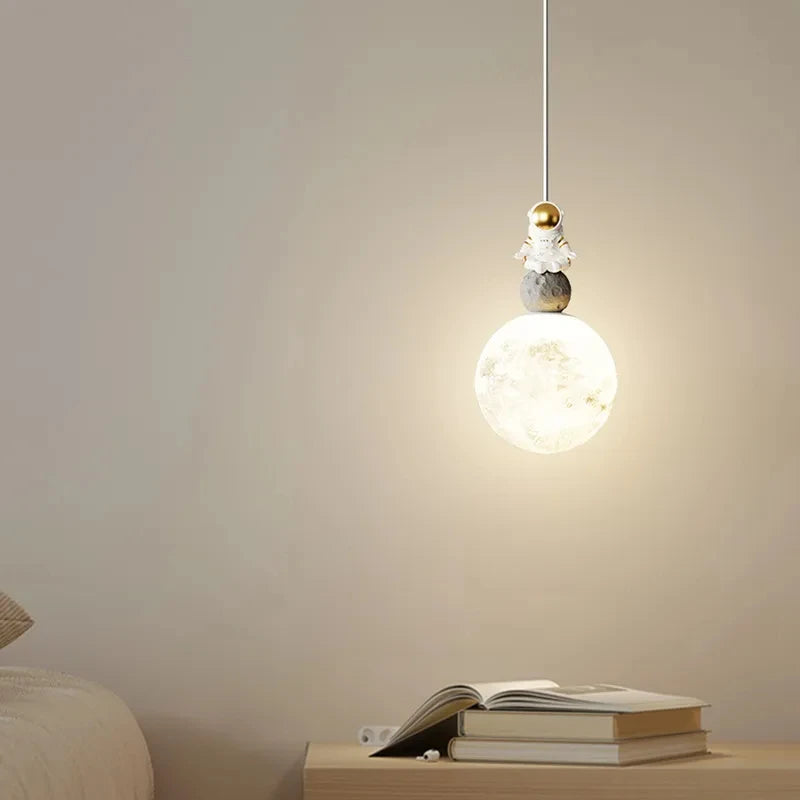 Bedside Pendant Lights Minimalist Modern TV Background Wall Light Lunar Astronaut Children&