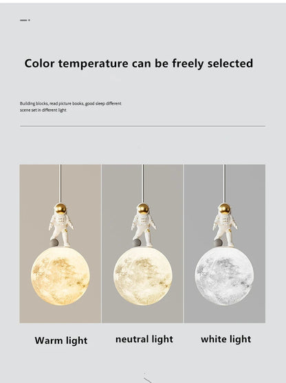 Bedside Pendant Lights Minimalist Modern TV Background Wall Light Lunar Astronaut Children&
