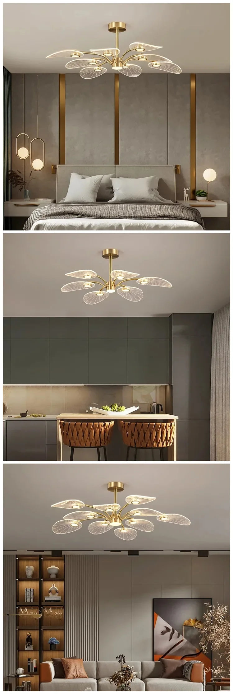 Living Room Ceiling Chandelier Modern Interior Decoration Study Bedroom Pendant Light Dining Room Kitchen Chandelier Led Lamp