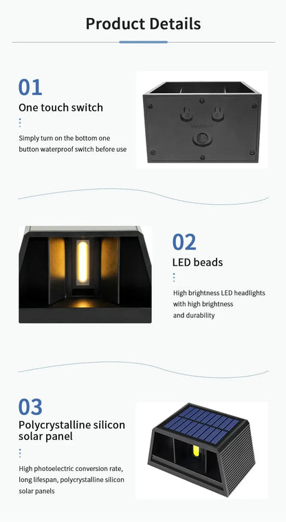 Outdoor Led Solar Light Dusk to Dawn Deck Light Garden Yard Decor Waterproof Wall Light for Garden Yard Porch Landscape Lighting