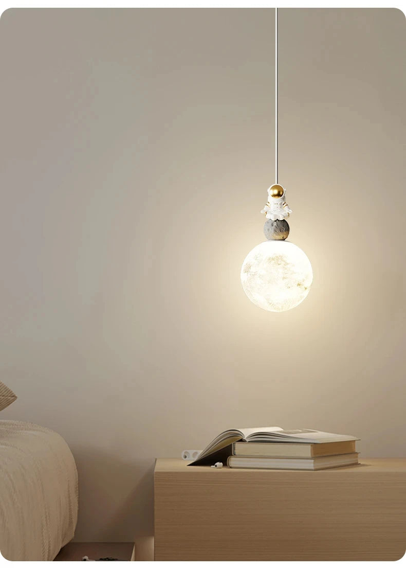 Bedside Pendant Lights Minimalist Modern TV Background Wall Light Lunar Astronaut Children&