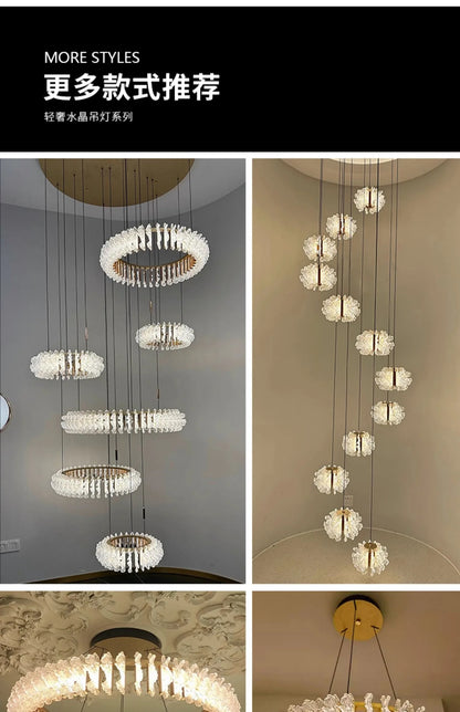 French light luxury living room chandelier duplex staircase bedroom dining room creative flower beauty salon lighting fixtures