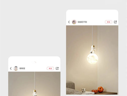 Bedside Pendant Lights Minimalist Modern TV Background Wall Light Lunar Astronaut Children&