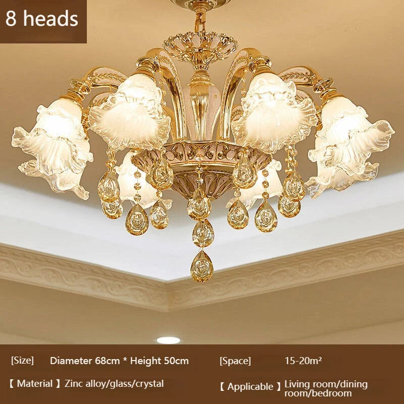 European Style Living Room Pendant Light Simple And Luxurious Dining Room Bedroom Main Light Facing Downwards New Crystal Light