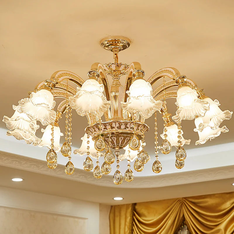 European Style Living Room Pendant Light Simple And Luxurious Dining Room Bedroom Main Light Facing Downwards New Crystal Light