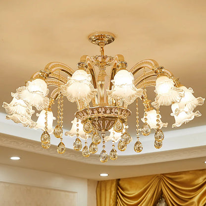 European Style Living Room Pendant Light Simple And Luxurious Dining Room Bedroom Main Light Facing Downwards New Crystal Light