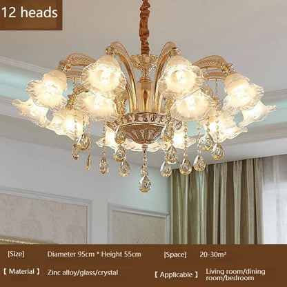 European Style Living Room Pendant Light Simple And Luxurious Dining Room Bedroom Main Light Facing Downwards New Crystal Light